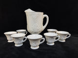 Harvest Grape Indiana Glass Co. Milk Glass Pitcher & 7 Cups - 8 Pieces