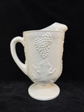 Harvest Grape Indiana Glass Co. Milk Glass Pitcher & 7 Cups - 8 Pieces
