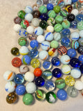 Vintage Glass Marble Lot - 180 Marbles, 7 Boulders, 1 Jumbo