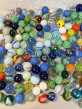 Vintage Glass Marble Lot - 180 Marbles, 7 Boulders, 1 Jumbo