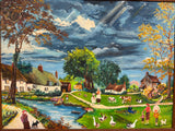 Country Scene Original Painting, Signed by Artist