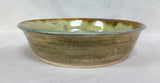 Handmade 11" Brown & Green Pottery Bowl, Signed by Artist
