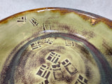 Handmade 11" Brown & Green Pottery Bowl, Signed by Artist