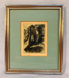 Vintage Erich Glas Original Townscape Etching, Signed & Framed
