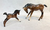 Vintage Beswick England Gamboling Foal #815 & Head Down Horse #947 Figurines - Set of 2
