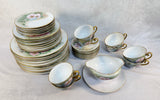 Vintage Tirschenreuth Bavaria Hand Painted Pink Roses China - 32 Pieces