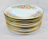 Vintage Tirschenreuth Bavaria Hand Painted Pink Roses China - 32 Pieces