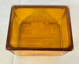 Vintage Amber Glass Box with 5 Salt Cellars