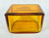 Vintage Amber Glass Box with 5 Salt Cellars