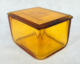 Vintage Amber Glass Box with 5 Salt Cellars