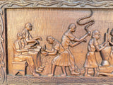 Haitian Folk Art Carved Wood Panel 37" x 16" by Raymond Baptiste