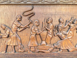 Haitian Folk Art Carved Wood Panel 37" x 16" by Raymond Baptiste