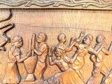 Haitian Folk Art Carved Wood Panel 37" x 16" by Raymond Baptiste