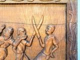 Haitian Folk Art Carved Wood Panel 37" x 16" by Raymond Baptiste