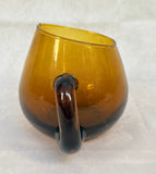 Hand Blown MCM Amber Brown Glass Mugs - Set of 5