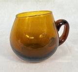 Hand Blown MCM Amber Brown Glass Mugs - Set of 5