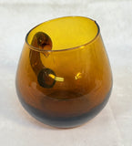 Hand Blown MCM Amber Brown Glass Mugs - Set of 5
