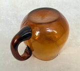 Hand Blown MCM Amber Brown Glass Mugs - Set of 5