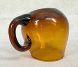 Hand Blown MCM Amber Brown Glass Mugs - Set of 5