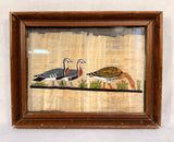Vintage Egyptian Papyrus Framed Bird Painting, 9" x 7" Framed