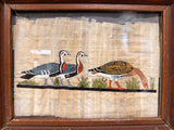 Vintage Egyptian Papyrus Framed Bird Painting, 9" x 7" Framed