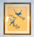 Eastern Bluebirds Charles Spaulding Lithograph, Signed by Artist