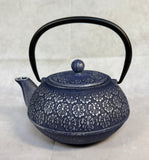 Gray Flowered Cast Iron Teapot