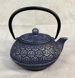 Gray Flowered Cast Iron Teapot
