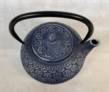 Gray Flowered Cast Iron Teapot