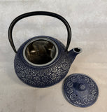 Gray Flowered Cast Iron Teapot
