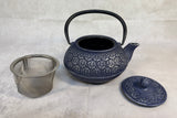 Gray Flowered Cast Iron Teapot