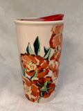 Starbucks 2015 Floral Poppy Ceramic Tumbler with Lid