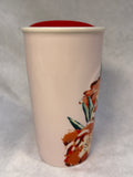 Starbucks 2015 Floral Poppy Ceramic Tumbler with Lid