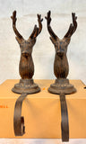 Pair of Cast Iron Reindeer Christmas Stocking Holders