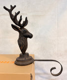 Pair of Cast Iron Reindeer Christmas Stocking Holders