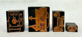 Early Telephone Printing Transfer Stamps on Wood Blocks - Lot of 6