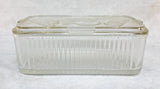 Vintage Federal Glass Refrigerator Dish w/ Lid Vegetables Ribbed 8.5"