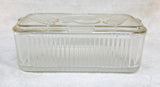 Vintage Federal Glass Refrigerator Dish w/ Lid Vegetables Ribbed 8.5"