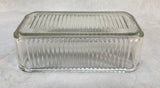 Vintage Federal Glass Refrigerator Dish w/ Lid Vegetables Ribbed 8.5"