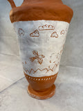 Large 21" Terra Cotta Vase with Southwestern Design