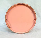 Vintage Pink Daisies Round Wicker Sewing Basket