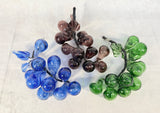 3 Blown Glass Grape Clusters - Green, Blue & Purple