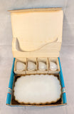 Vintage Anchor Hocking Milk Glass Snack Set with Gold Edge - 8-Piece Set, Like New!