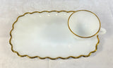 Vintage Anchor Hocking Milk Glass Snack Set with Gold Edge - 8-Piece Set, Like New!