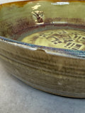 Handmade 11" Brown & Green Pottery Bowl, Signed by Artist