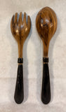 Wooden African Motif Salad Servers