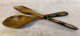 Wooden African Motif Salad Servers