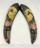Carved Wood & Metal Face Masks with Giraffes - Set of 2