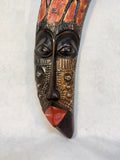 Carved Wood & Metal Face Masks with Giraffes - Set of 2