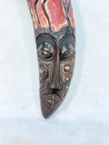 Carved Wood & Metal Face Masks with Giraffes - Set of 2